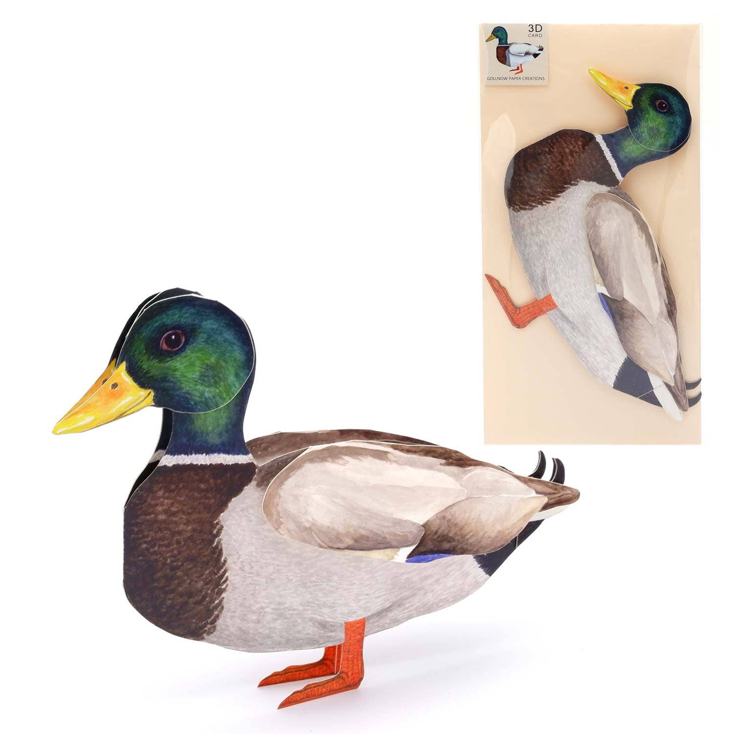 3D animal card mallard