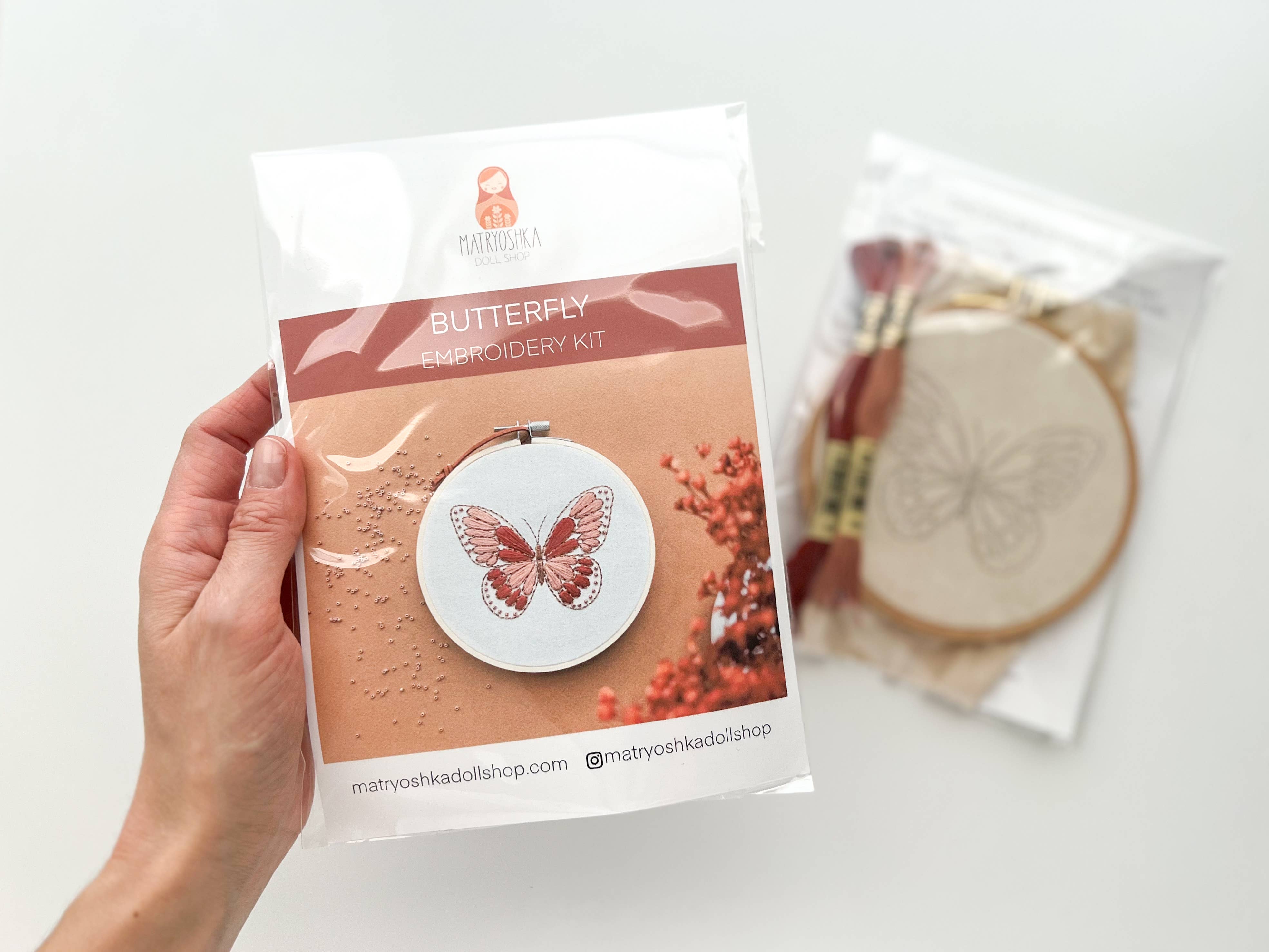 Butterfly Embroidery Kit, modern embroidery diy kit