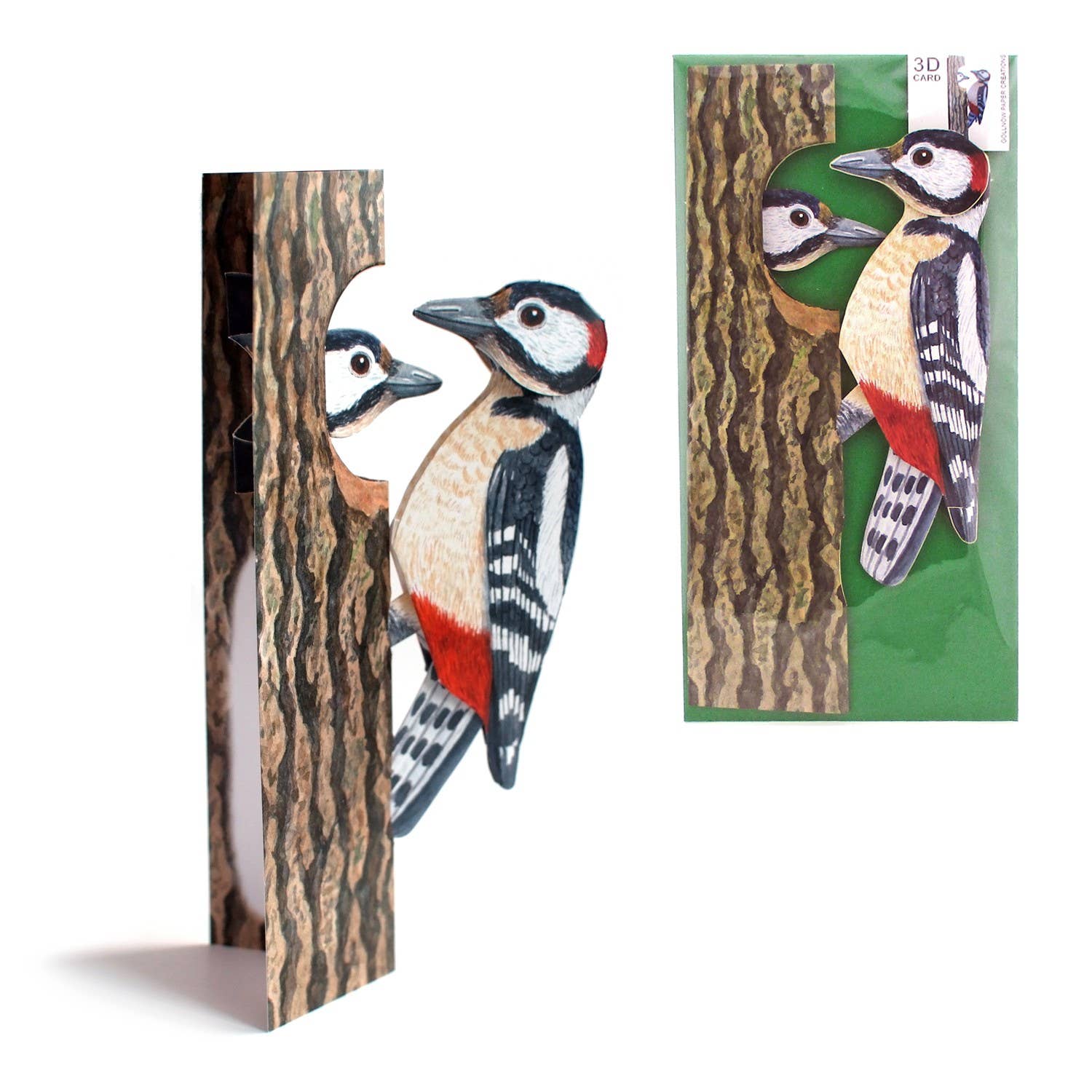 3D animal card Bunstwoodpeckers