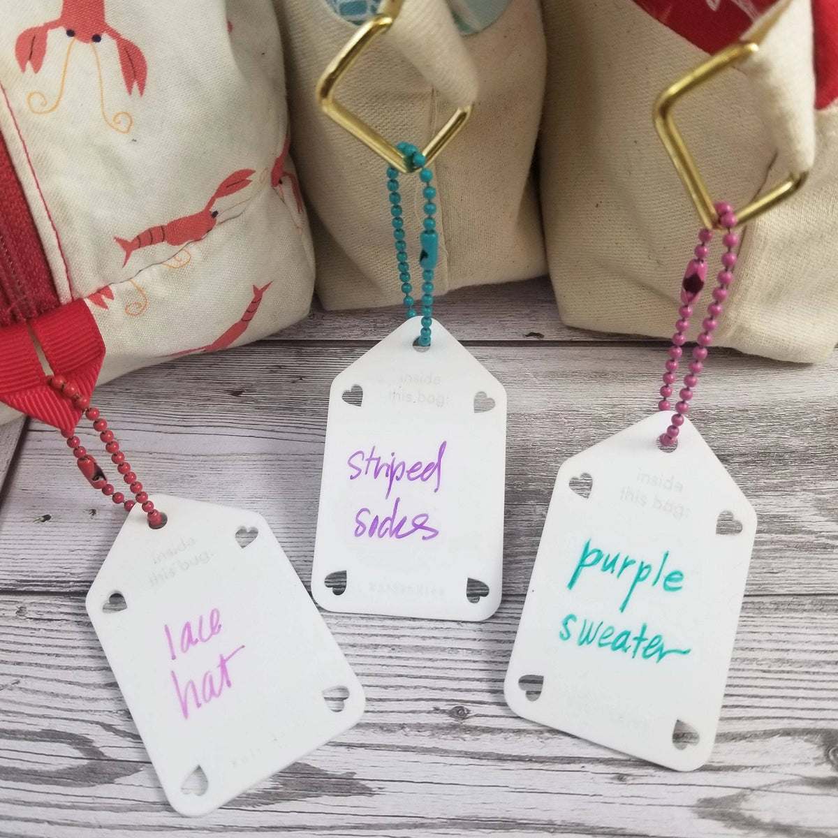 Write On / Wipe Off White Project Bag Tags - Acrylic