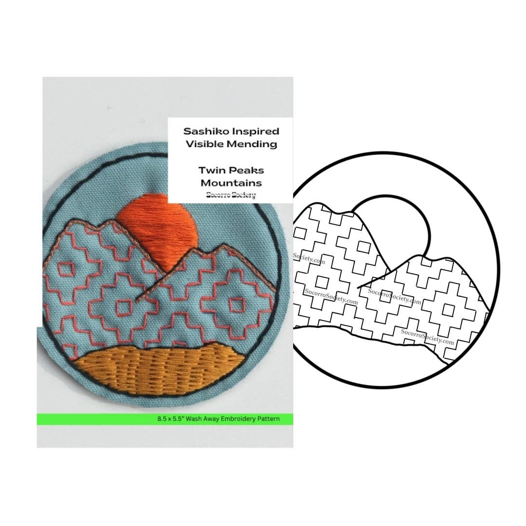 Twin Peaks- Visible Mending Stick and Stitch Embroidery Pattern