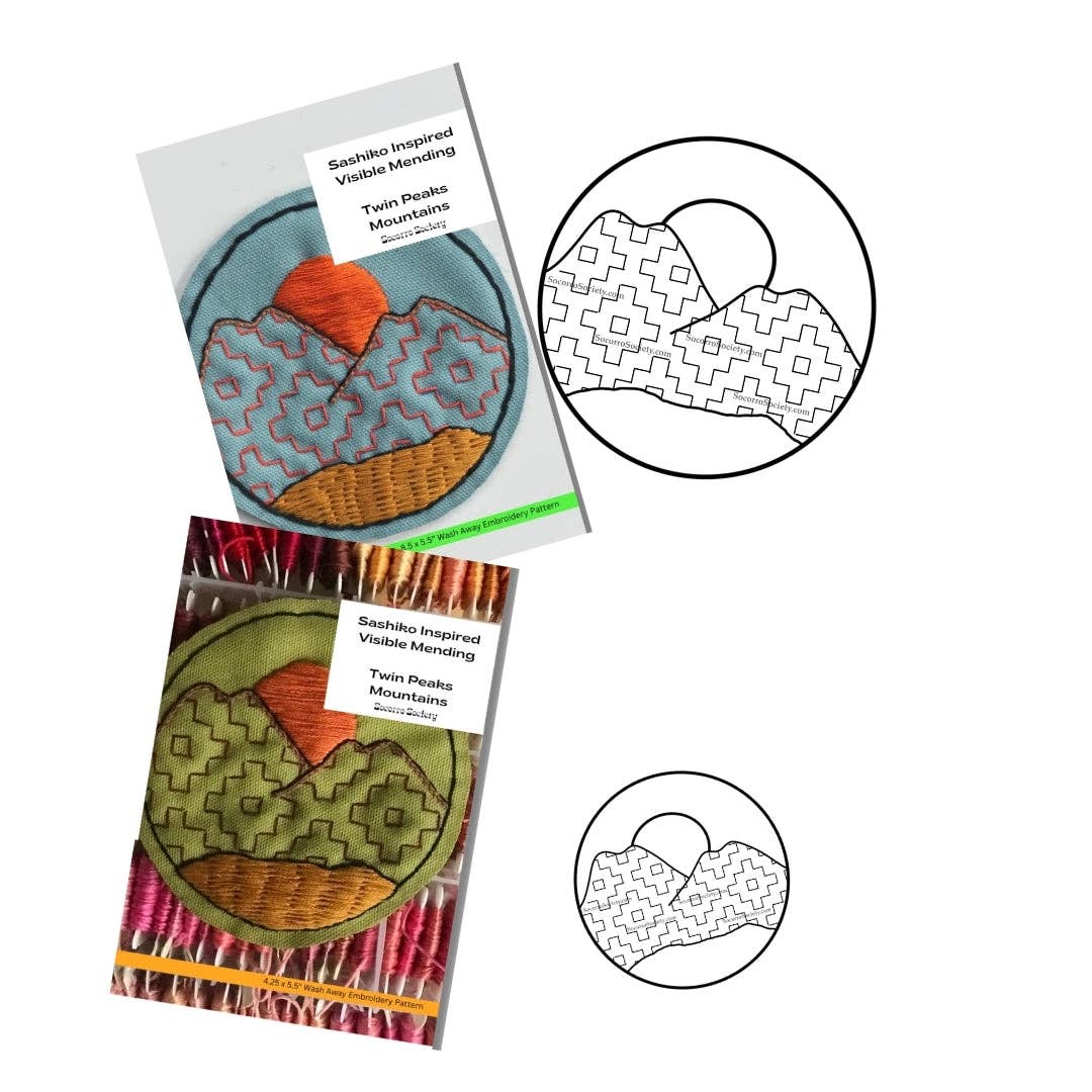 Twin Peaks- Visible Mending Stick and Stitch Embroidery Pattern