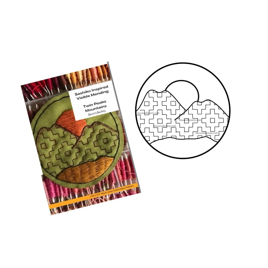 Twin Peaks- Visible Mending Stick and Stitch Embroidery Pattern