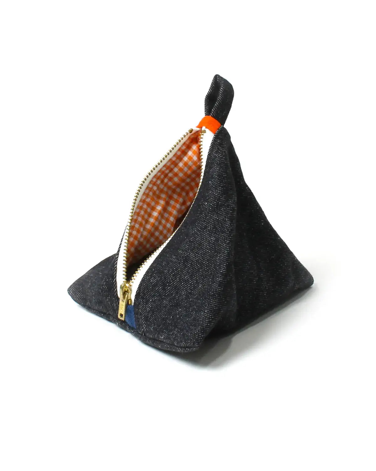 Black Denim Pyramid Pouch