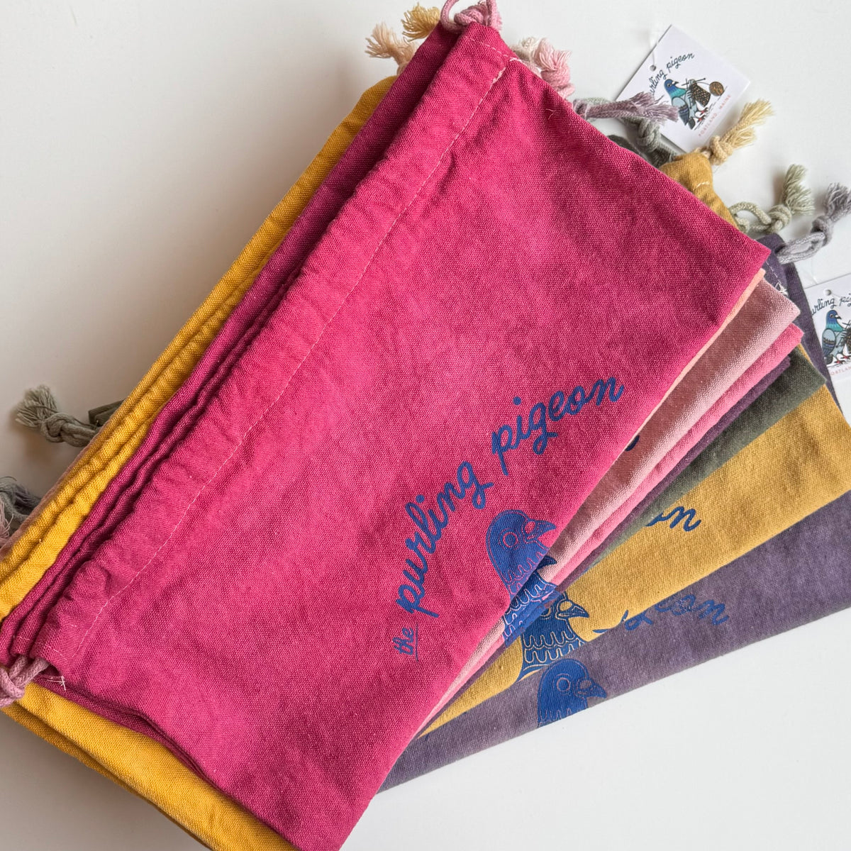 Drawstring Bags: handdyed canvas