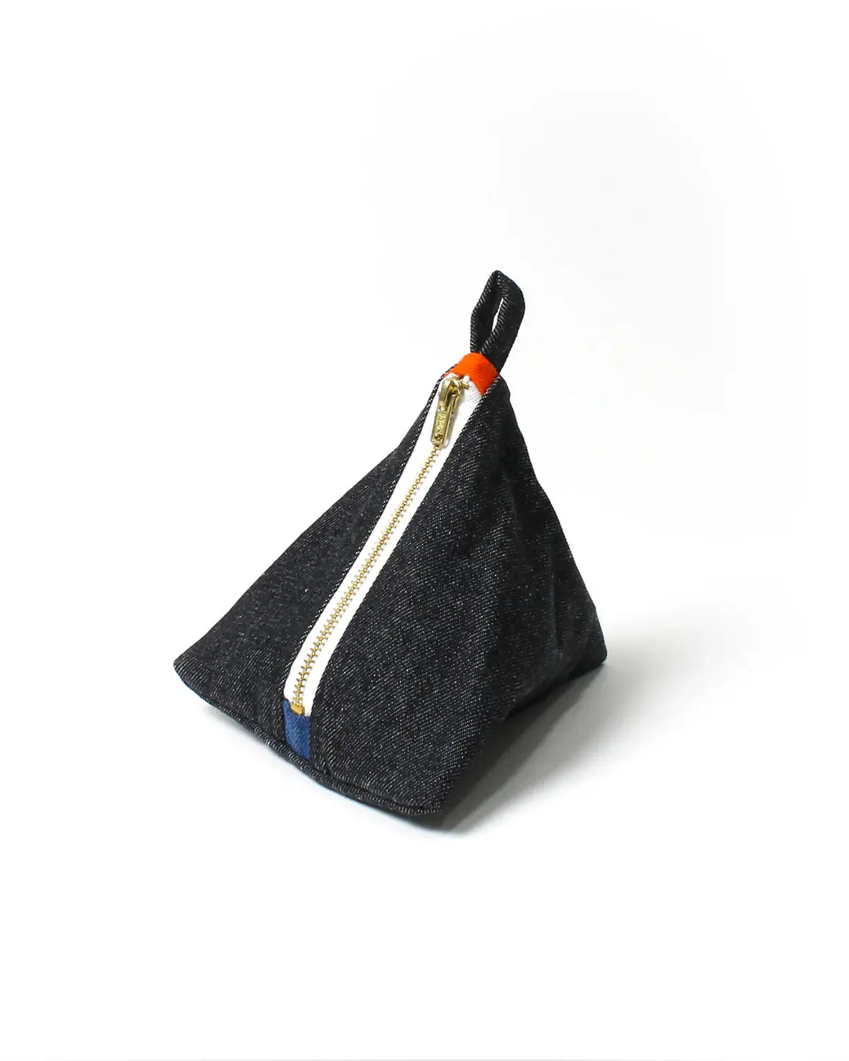 Black Denim Pyramid Pouch